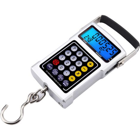 Elektronische Waage bis 50 kg mit 7-in-1-Digitalanzeige, Hakenwaage zum Aufhängen für Angeln und Gepäck, präzises LCD-Display (1/5)