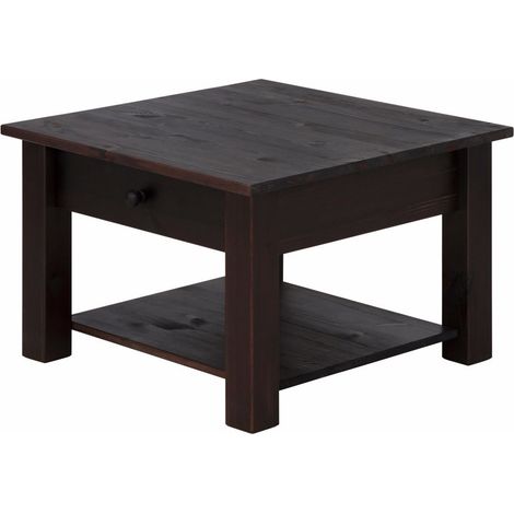 Chicago Table basse avec 1 étagère en pin noir (1/5)