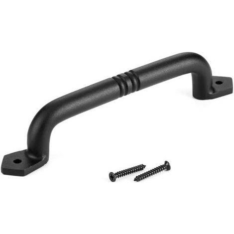 Poignée de porte de grange coulissante en fonte noire robuste pour portail de jardin en bois, abri de jardin, porte d'armoire