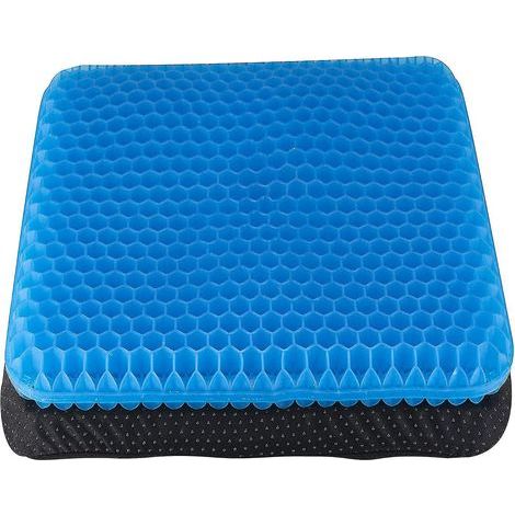 Coussin de siège en gel, coussin de siège double épaisseur en gel alvéolé avec housse antidérapante, coussin en gel alvéolé respirant pour soulager les douleurs dorsales et la pression (1/5)