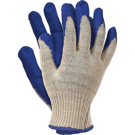 GUANTES DE PROTECCIÓN AZUL 450 CON RECUBRIMIENTO DE GOMA, TALLA 9 - 10 PARES - REK RUN 459