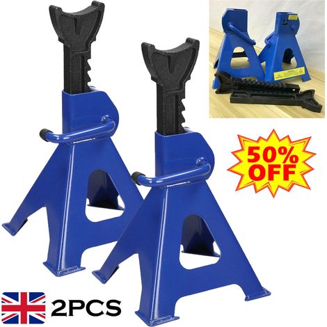 Pair of 3 Ton Car Van Vehicle Ratchet Trolley Floor Jack Axel Stand Heavy Duty (1/5)