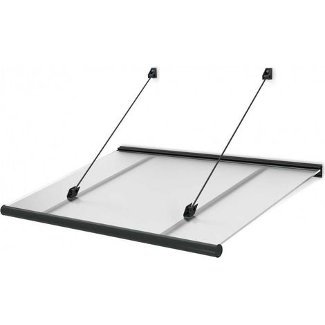 Auvent De Porte Aizac Metal Acrylique Satin Gris Anthracite (1/4)