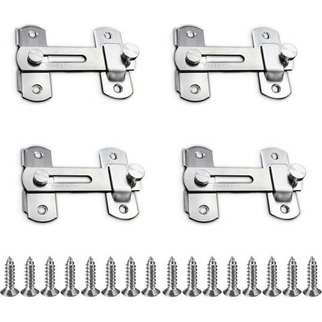 Bardusch-4 Pièces Loquet de Porte, Sécurité Loquet, Coulissant Moraillon, Verrouillage pour Porte en Acier Inoxydable pour Porte, Armoire, Tiroir (1/5)