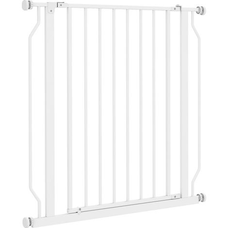 Barrière de sécurité barrière pour animal domestique longueur réglable dim. 75-85L x 76H cm blanc (1/5)