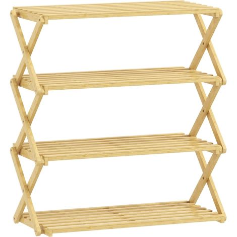 Scarpiera a 4 livelli in bambù 60 x 29 x 67 cm naturale (1/5)
