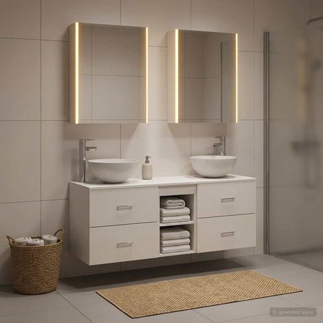 vidaXL Bathroom Furniture Set 5 pcs White Engineered Wood and Glass (1/5)