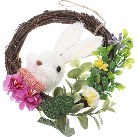 Couronnes décoratives de lapins à suspendre au printemps, idéales pour décorer portes, fenêtres et murs lors des fêtes, 1 pièce par paquet. (1/5)