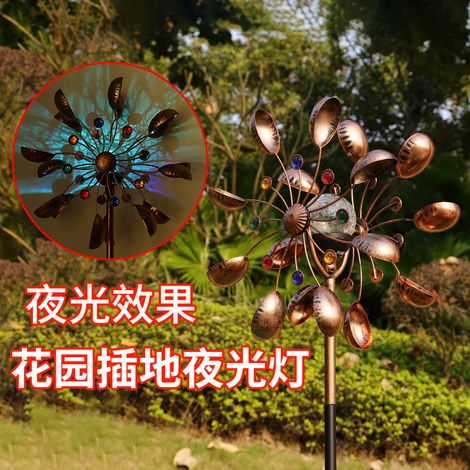 Solarbetriebene LED-Leuchten, windmühlenförmige Bodenleuchten, neue grenzüberschreitende dekorative Gartenleuchten, Blütenblattfarben, solarbetrieben (1/3)