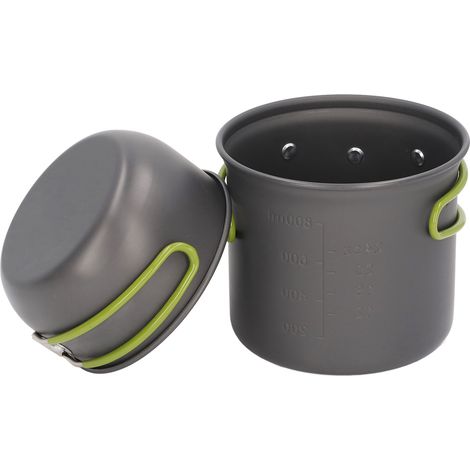 Casserole de camping en métal alimentaire, résistante aux brûlures, avec poignée pliable, ustensile de cuisine de camping fréquemment utilisé, bol pour le camping et les pique-niques (1/5)