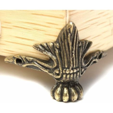 4-Piece Small Decorative Metal Corner Feet for Jewelry Box, Table with Screws, Vintage Style (1/5)