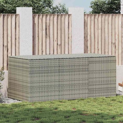 Coffre de jardin en résine tressée 180x90x70 cm gris – Boîte de rangement extérieur avec vérins à gaz et doublure (1/5)