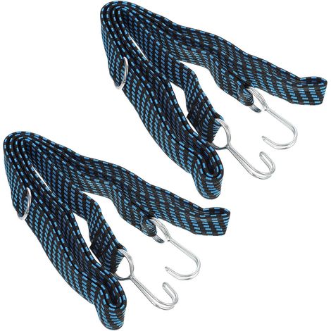 Verstellbare Bungee Gurte aus Hochelastischem Latex 2 Stück mit Haken Elastische Haltebänder Robust und Einfach zu Bedienen für Fahrrad und Scooter Gepäckbefestigung (1/5)