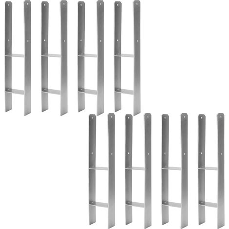 Wolketon Ancoraggio del palo Supporto del palo Ancoraggio ad H Carport argento 111 mm -2 pezzi