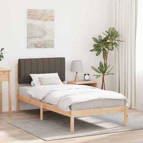 Estructura de Cama con Cabecera Tapizada Natural y Taupe