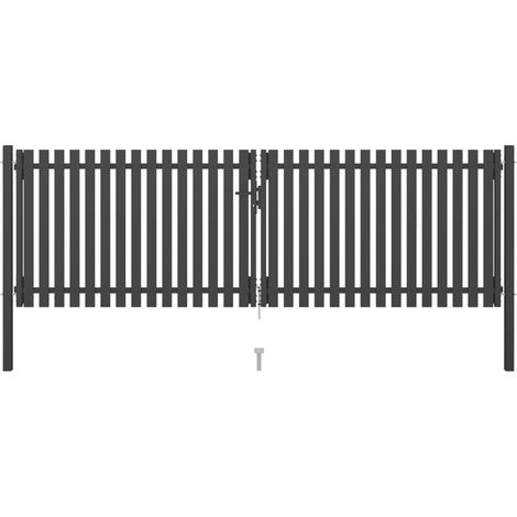 Portail de clôture de jardin Acier 4x1,5 m Anthracite (1/5)