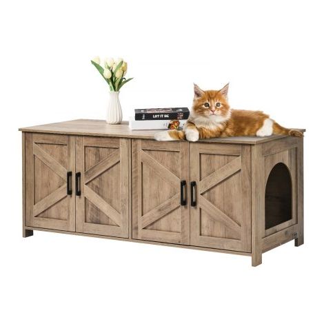 Meuble Cache Bac à Litière pour 2 Chats Maison de Toilette pour (1/5)
