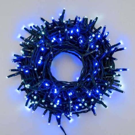 Guirlande LED bleu et blanc froid Multi Flash 18M 300 mini-LED câble vert foncé IP44 Lotti