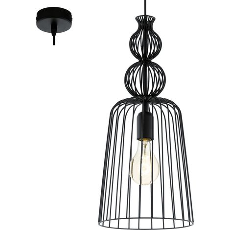 Sospensione Industrial Carterham Metallo Nero 1 Luce E27
