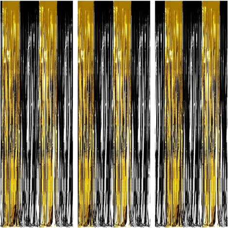3 Pièces Rideau,1x2.5m Aluminium,Métallique Paillette,Décoration Fête,Mariage,Anniversaire