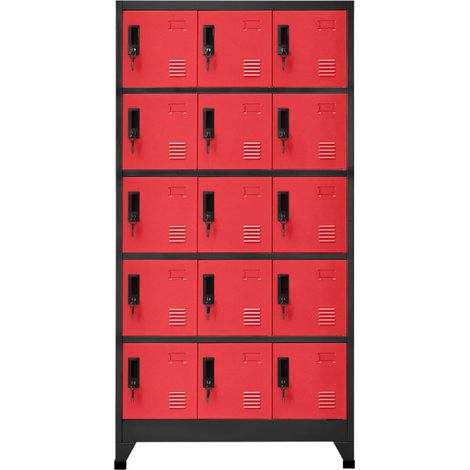 Armoire à casier Vestiaire Rangements Anthracite et rouge 90x40x180 cm Acier -56435 (1/5)