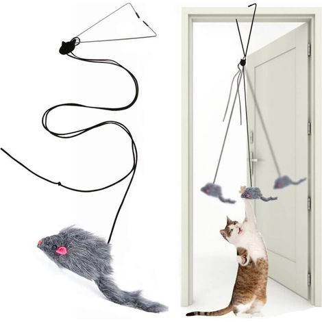 Jouets de plumes chat multi-interactifs, jouets amusants pour chats rétractables, jouets interactifs suspendus, adaptés au jeu de chat intérieur et aux exercices de chasse (1 pack) (1/4)