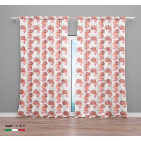 TENDA CORALLO rossa cm.160X300 confezionata MADE in ITALY misto lino (1/5)