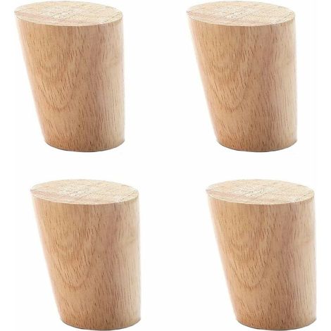 Patas de madera cónicas oblicuas de 6 cm para muebles, gabinetes y sofás, con tornillos y almohadilla de fieltro.