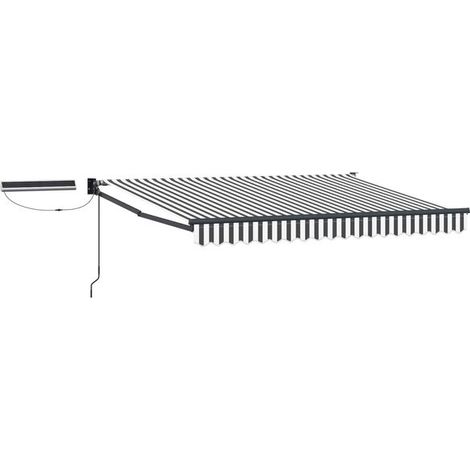 Store banne motorisé rétractable, gris anthracite et blanc, 2,5 x 2 mètres (1/5)