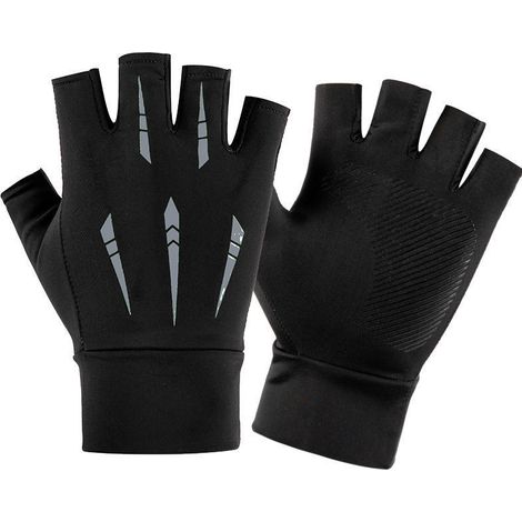 Gants De Pêche - Coupe Demi-Doigt Respirants Anti-Uv - Paume Découverte Pour Fraîcheur Estivale - Taille Unique (1/5)