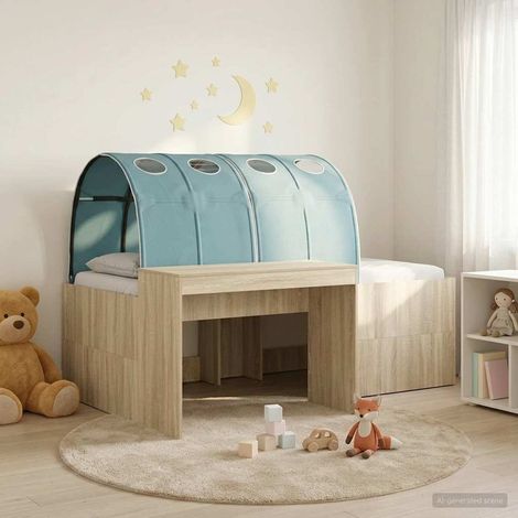 vidaXL Lit haut pour enfants avec bureau 3 pc Bois d'ingénierie (1/5)
