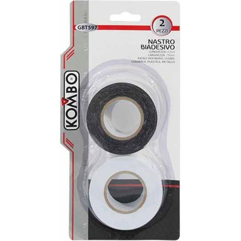 NASTRO BIADESIVO BIANCO E NERO MM 19 X 2,5MT PZ 2