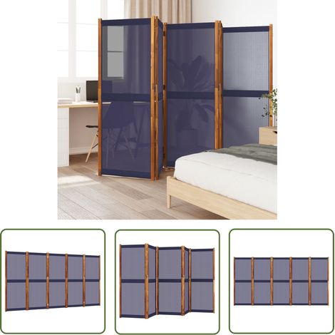 The Living Store Cloison de séparation 5 panneaux bleu foncé 350x180 cm - Cloison De Séparation - Pare-vue - Écran De Confidentialité - Cloison Pliable - Mobilier D'intérieur (1/5)
