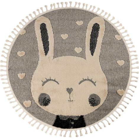 Tapis rond enfant lapin gris doux effet 3d cut loop - 230 x 160 cm (1/5)