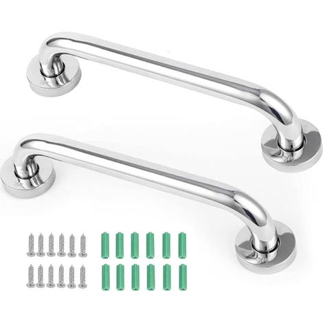 2er-Pack rutschfeste Griffe, Badezimmer-Badewannen-Duschgriffe aus Edelstahl, geeignet für ältere Menschen und Kinder, 30 cm - Crezuo