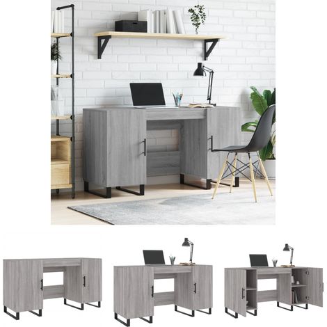 The Living Store Schreibtisch Grau Sonoma 140x50x75 cm Holzwerkstoff - Schreibtische (1/5)