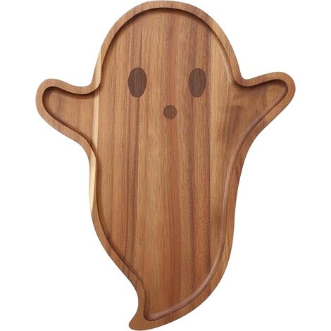 Plateau de charcuterie et fromages pour Halloween (motif fantôme) – Plateau de service festif en bois pour apéritifs (1/5)