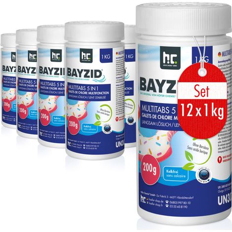12x 1 kg BAYZID® Multitabs 200g 5in1 für Pools