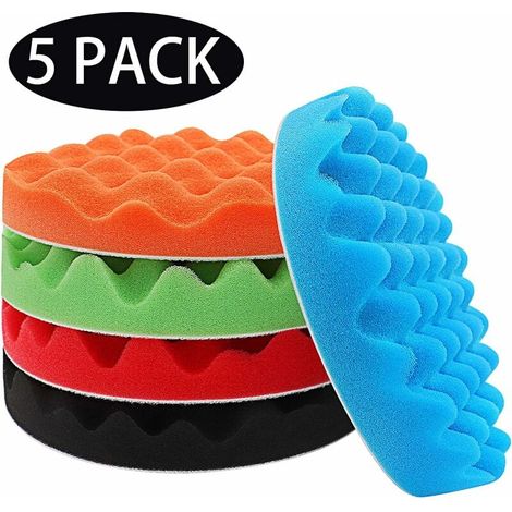 Almohadillas de pulido de 5 pulgadas para taladros, almohadillas de esponja de pulido de 125 mm para pulidoras de coches, accesorios para pulidoras de taladros, juego de pulido de 5 piezas para taladr (1/5)
