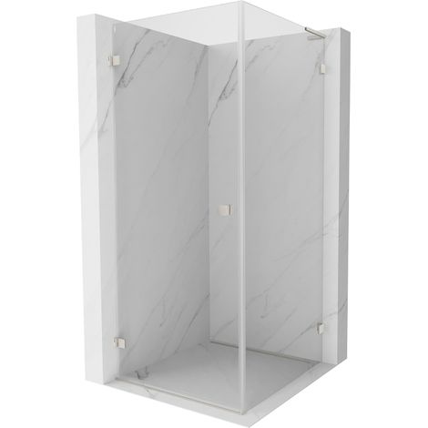 Mexen Lunar-B L Duschkabine mit Schwingtür links 100 x 100 cm, transparent, gebürsteter Nickel- 832L-100-100-97-00-L