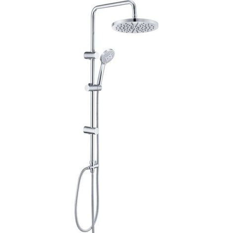 JOHO Colonne de douche en inox sans robinet, douchette réglable en hauteur, douche pluie Ø20 cm avec pommeau ABS, ensemble douche chromé (1/3)
