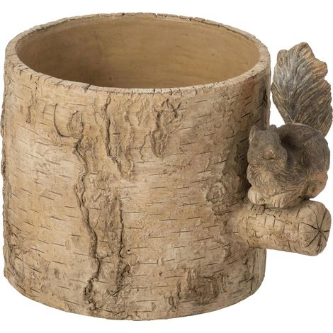 Cache pot écureuil en ciment beige - beige et marron (1/2)