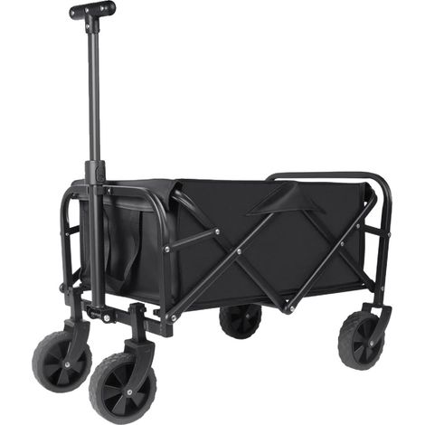 Carrito plegable, ruedas todoterreno, asa ajustable, negro. (1/2)