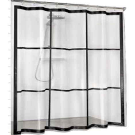 PEVA shower curtain, Transparent, Black (1/3)