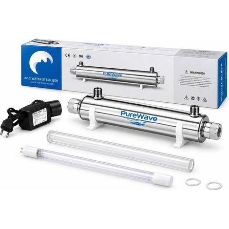 Stérilisateur d'eau UV 25W – Débit 1,8 m3/h – Lampe Philips – Acier inoxydable – Traitement sans produits chimiques
