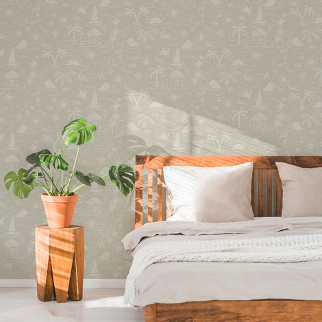 Papier peint intissé Sunset island 1005 x 52cm Beige (1/5)