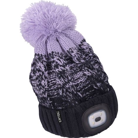 Gorro Extol con linterna frontal 4x45lm, carga USB, azul oscuro/morado con pompón, talla universal 43466 (1/5)