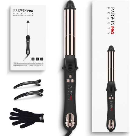 Automatic 360° Rotatable Curling Iron, 32 mm Hair Curler with LCD Display, Adjustable Temperature 120-210 °C Black (1/5)