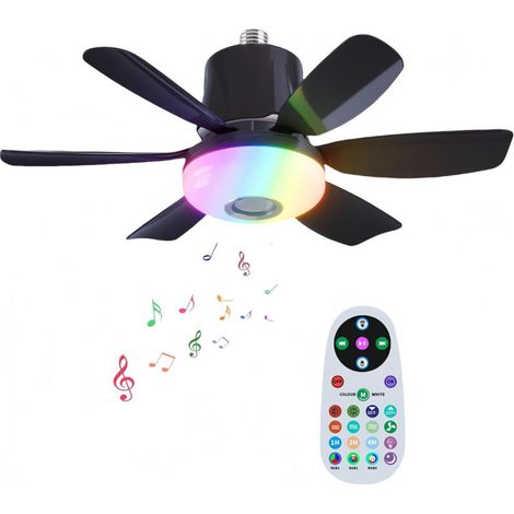 Ventilatore da soffitto a LED dimmerabile da 47 cm – Telecomando – Altoparlante Bluetooth – 3 velocità – Timer – Luce RGB 3000K/4500K/6000K (1/5)