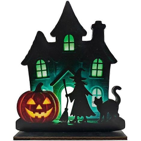 Wooden Halloween Ornament - 20cm Spooky Silhouette Decor (1/5)